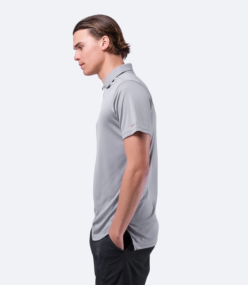 UVActive™ Fermuarlı Spor Polo Kısa Kollu Gri