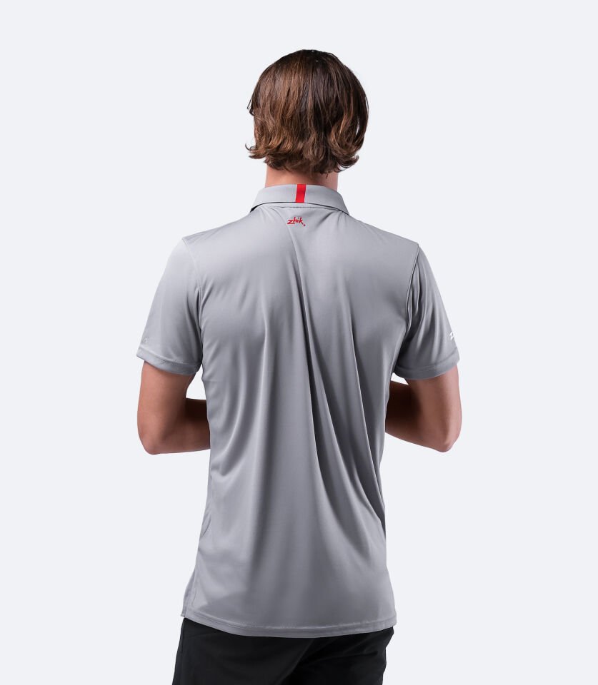 UVActive™ Fermuarlı Spor Polo Kısa Kollu Gri