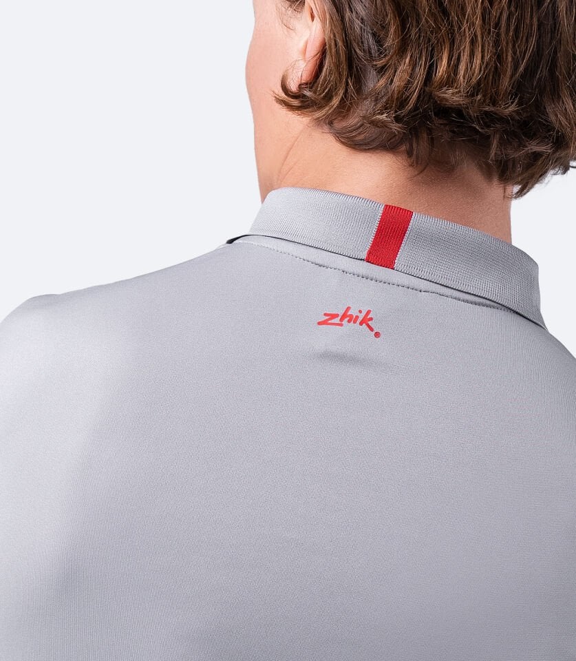 UVActive™ Fermuarlı Spor Polo Kısa Kollu Gri