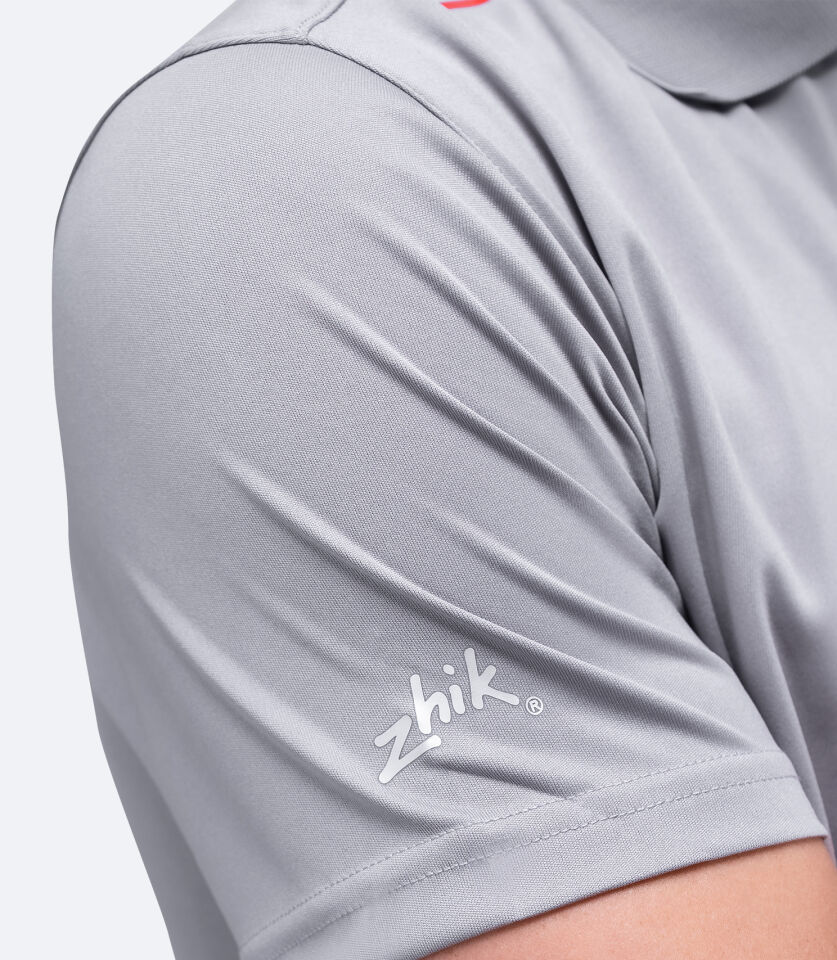 UVActive™ Fermuarlı Spor Polo Kısa Kollu Gri