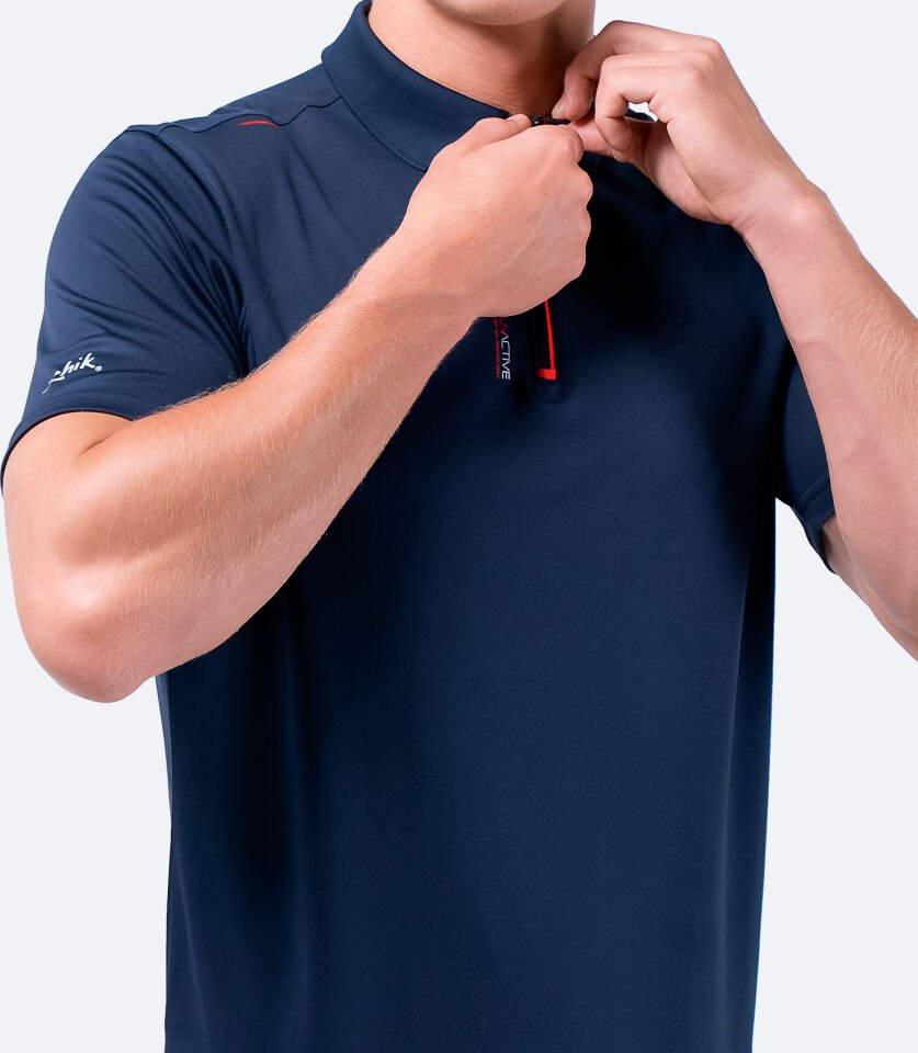 UVActive™ Fermuarlı Spor Polo Kısa Kollu Lacivert