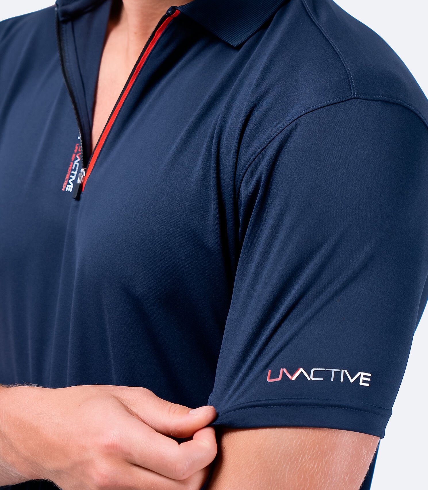 UVActive™ Fermuarlı Spor Polo Kısa Kollu Lacivert