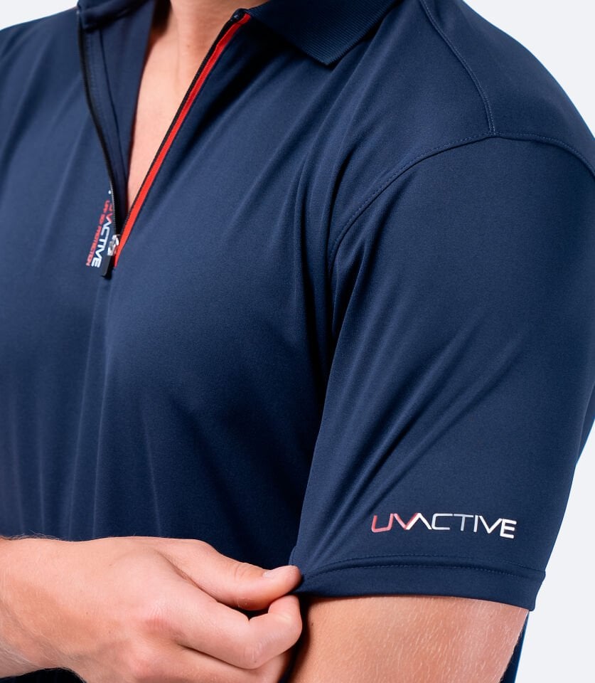 UVActive™ Fermuarlı Spor Polo Kısa Kollu Lacivert