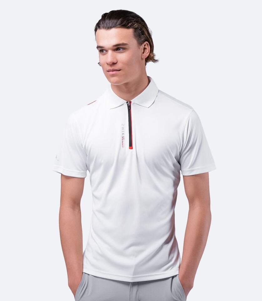 UVActive™ Fermuarlı Spor Polo Kısa Kollu Beyaz