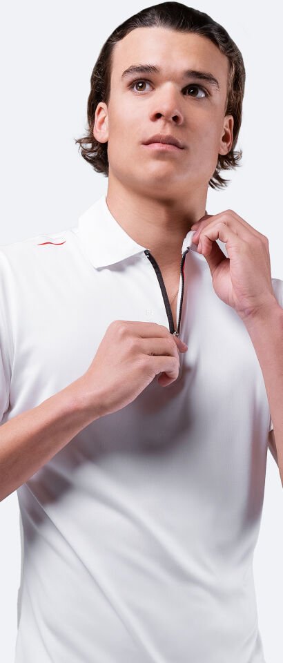 UVActive™ Fermuarlı Spor Polo Kısa Kollu Beyaz