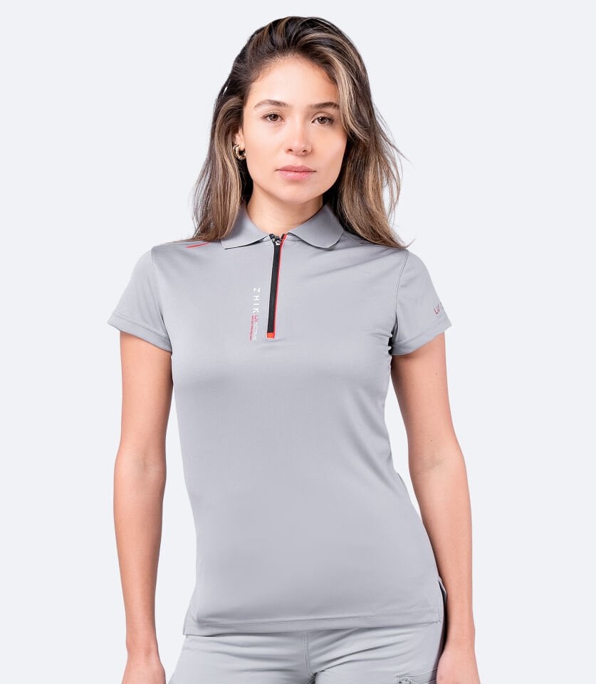 UVActive™ Fermuarlı Spor Polo Gri