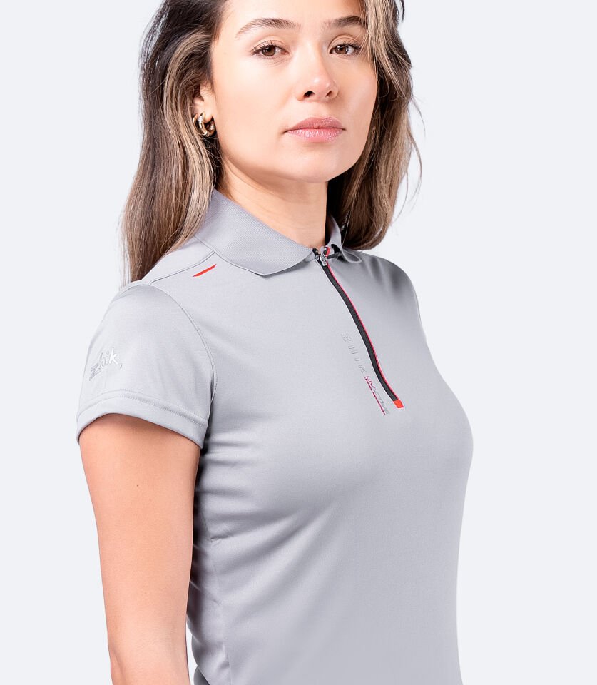 UVActive™ Fermuarlı Spor Polo Gri