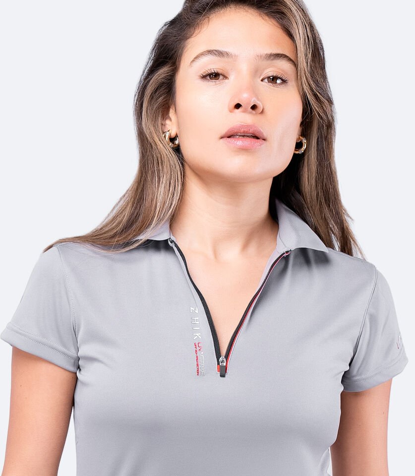 UVActive™ Fermuarlı Spor Polo Gri